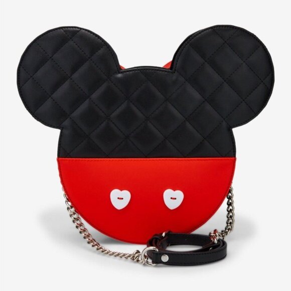 Loungefly Disney Minnie and Mickey Mouse Heart Shaped Crossbody - Picture 4 of 6